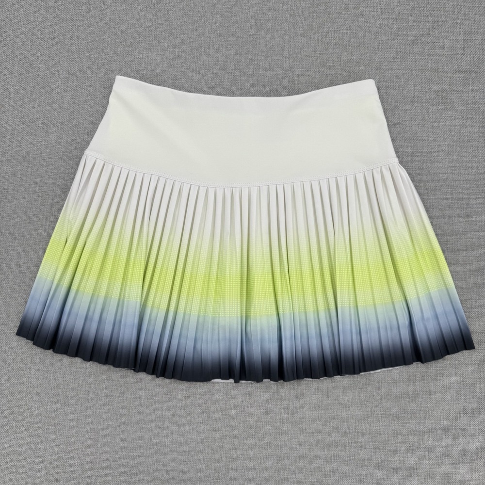 Lucky In Love Pleated Tennis Skirt Skort Ombre Neon Yellow Blue White S 4-6